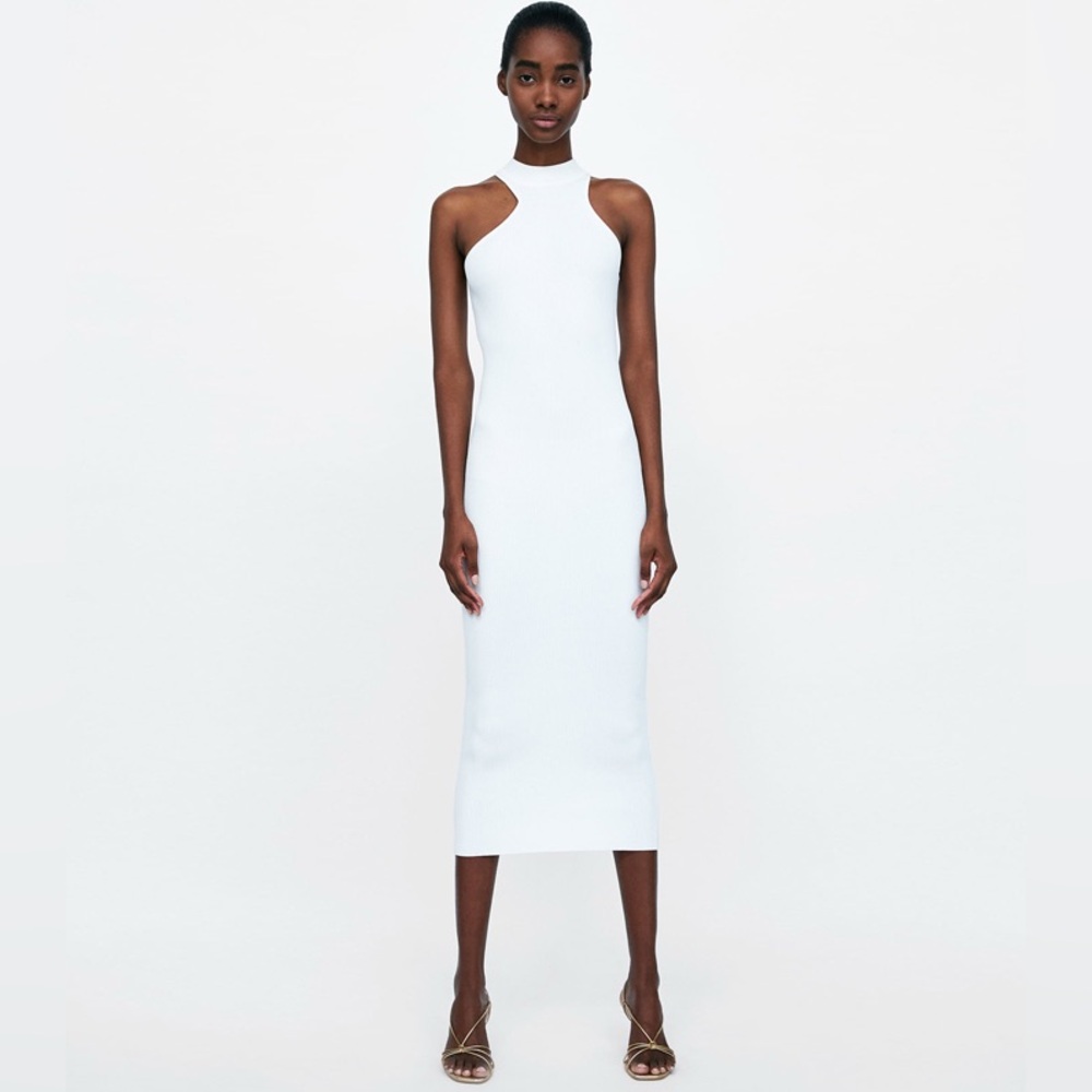 Zara Elegant White Midi Dress